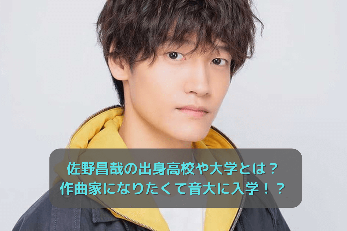 佐野昌哉が卒業した高校や大学はどこ？作曲家になりたくて音大に入学！？